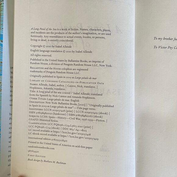 A Long Petal of the Sea by Isabel Allende | 2020 | Historical Romance - Picture 3 of 15